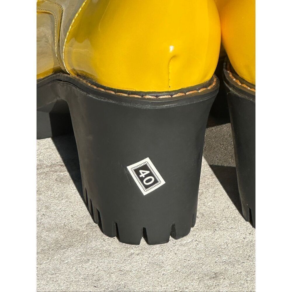 SunnyYellow Shiny Pleather Mid Calf Boot Size 9.5 - Picture 5 of 11
